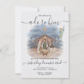 Invitation Nativité Noël avec bébé Jésus, Marie & Joseph (Devant)