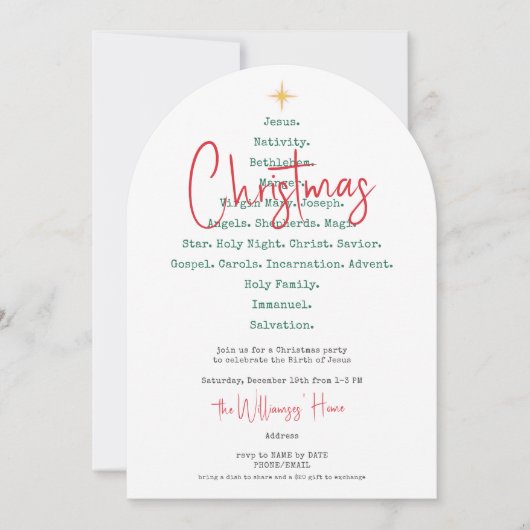 Invitation Nativité Noël Foi chrétienne Jésus Religieux (Devant)