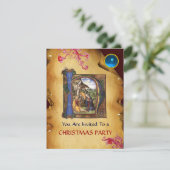 Invitation NATIVITÉ XMAS PARCHEMENT Sapphire Bleu Monogramme (Debout devant)