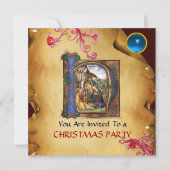 Invitation NATIVITY MONOGRAM CHRISTMAS PARCHMENT Blue Gem (Devant)