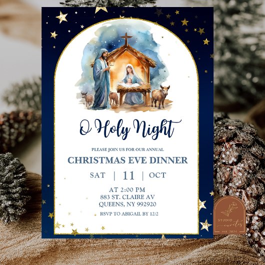 Invitation Nativity O holy night christmas eve dinner