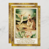 Invitation Nativity Shepherds & Angels Golden Christmas (Devant / Derrière)
