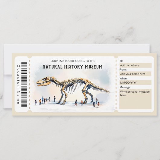 Invitation Natural History Museum Gift Certificate Template (Devant)