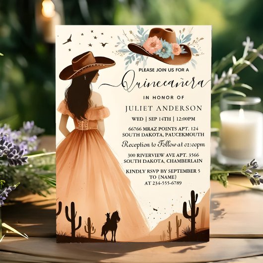 Invitation Nature Barre Bois Boho Ferme Ouest Quinceanera