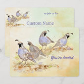 Invitation Nature California Quail Bird Anniversaire Party (Devant / Derrière)