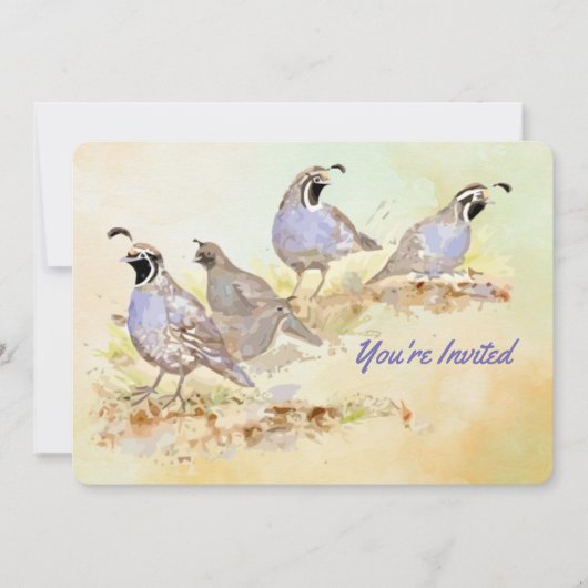 Invitation Nature California Quail Bird Anniversaire Party (Devant)