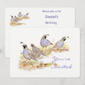 Invitation Nature California Quail Bird Anniversaire Party (Devant / Derrière)