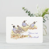 Invitation Nature California Quail Bird Anniversaire Party (Debout devant)