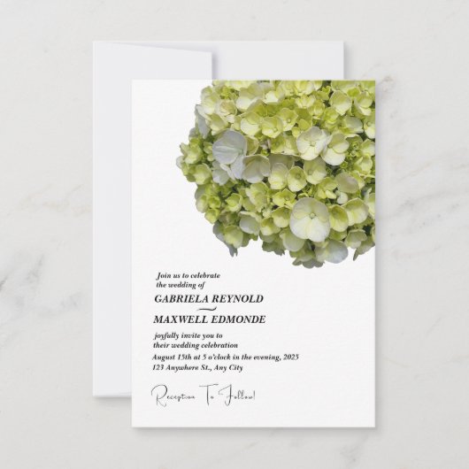 Invitation Nature classique Vert Hydrangea Mariage (Devant)