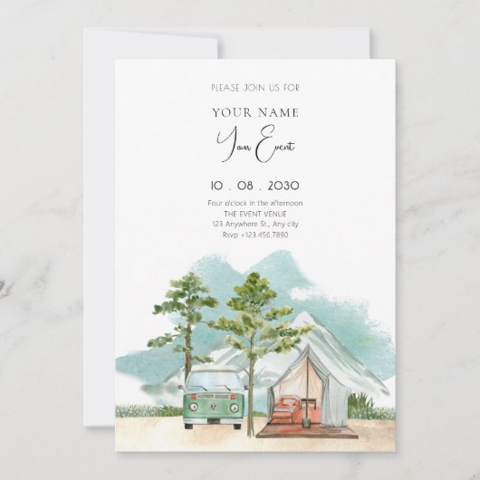 Invitation Nature de voyage minimaliste (Devant)