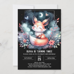 Invitation Nature Dreamy Fox Anniversaire numérique