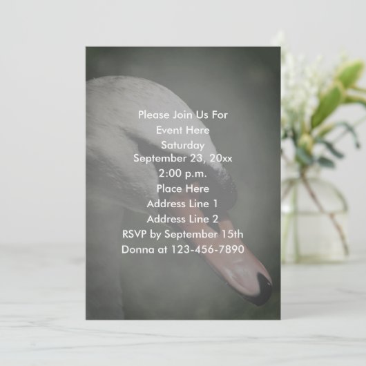 Invitation Nature du cygne blanc (Debout devant)