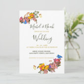 Invitation Nature durable Floral Protea Cockatoo Mariage (Debout devant)