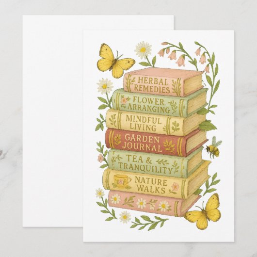 Invitation Nature et livre Lover Botanique Stack (Devant / Derrière)