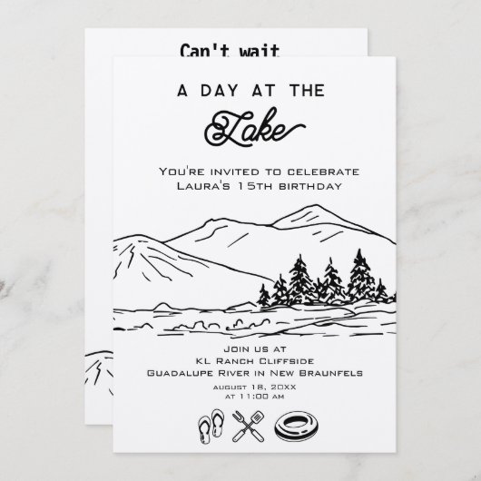 Invitation Nature extérieure moderne Forêt d'été Lac (Devant / Derrière)