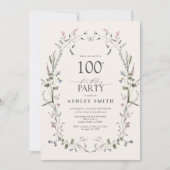 Invitation Nature Floral 100e anniversaire de fête aquarelle (Devant)