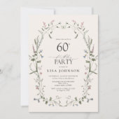 Invitation Nature Floral 60e anniversaire de fête aquarelle (Devant)