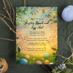 Invitation Nature florale et Brunch de Pâques et chasse aux o