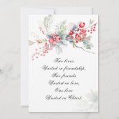 Invitation Nature hiver Noël Floral Mariage chrétien (Dos)