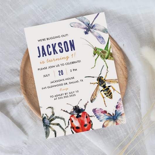 Invitation Nature Insect Bugs 1er fête d'anniversaire