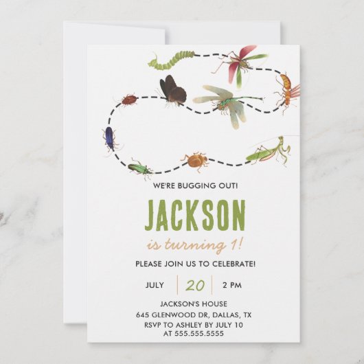 Invitation Nature Insect Bugs Anniversaire (Devant)