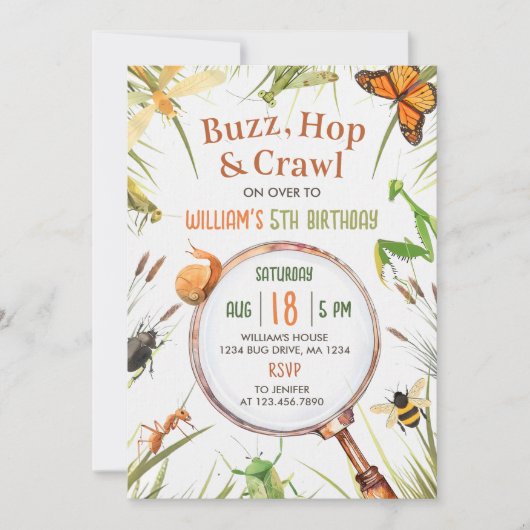 Invitation Nature Insect Bugs Anniversaire (Devant)