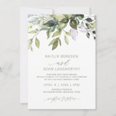 Invitation Nature Mariage Botanique Verdure Aquarelle (Devant)