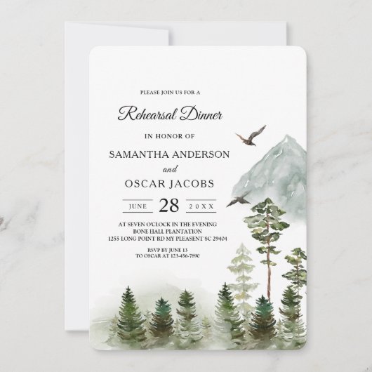 Invitation Nature moderne Forêt verte | Aquarelles (Devant)