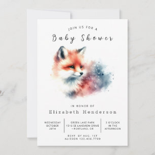 Invitation Nature moderne Thème Fox Baby shower