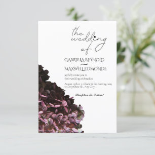 Invitation Nature Noir & Blanc Hydrangea Mariage
