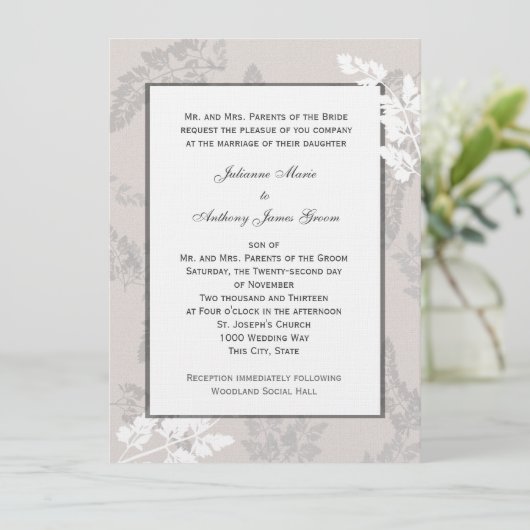 Invitation Nature romantique Mariage d'argent (Debout devant)