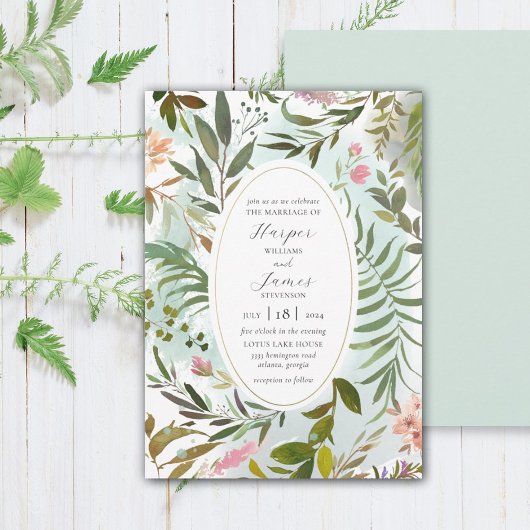 Invitation Nature rustique Forêt Florale Verdure Mariage Invi