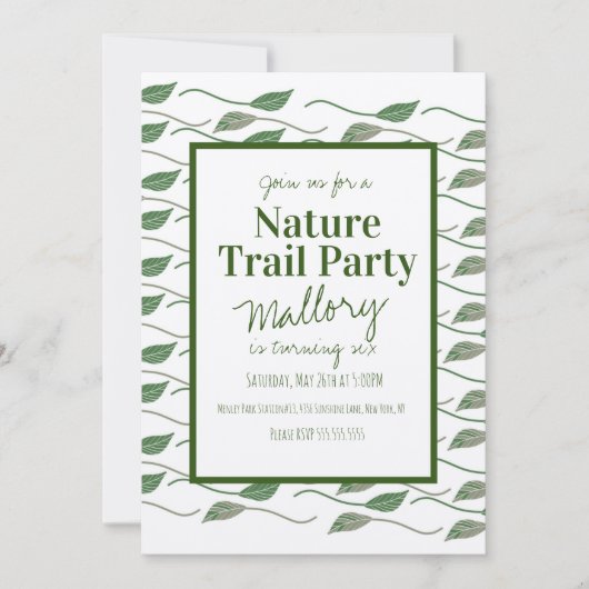 Invitation Nature Trail Woods Leaf Anniversaire Rustique (Devant)