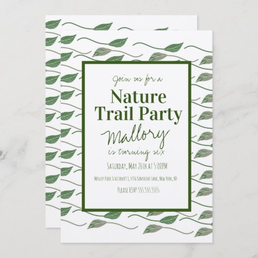 Invitation Nature Trail Woods Leaf Anniversaire Rustique (Devant / Derrière)