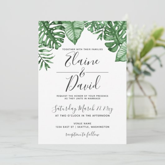 Invitation Nature tropicale rustique Mariage de verdure botan (Debout devant)