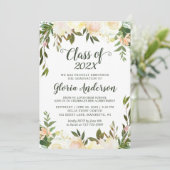 Invitation Nature Vert Floral Classe de 2022 Graduation (Debout devant)