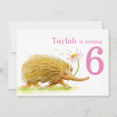 Invitation Nature walk echidna filles 6e anniversaire invitat (Devant)