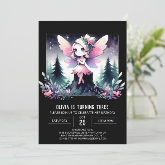 Invitation Nature Whimsy Fairy Anniversaire (Debout devant)