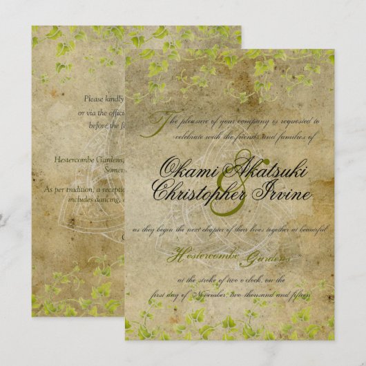 Invitation naturelle antique (Devant / Derrière)