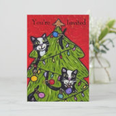 Invitation Naughty Chats Escalade Noël Arbre rouge vert (Debout devant)