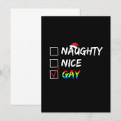 Invitation Naughty Nice Gay Arc-en-ciel Drôle Fierté Gay LGBT (Devant / Derrière)