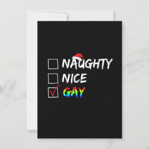 Invitation Naughty Nice Gay Rainbow Funny Gay pride LGBT Chri