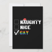 Invitation Naughty Nice Gay Rainbow Pride LGBT Noël Cadeau (Devant)