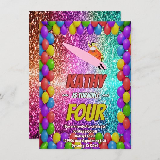 Invitation Naughty Squirrel Fun Anniversaire Cheeky invitatio (Devant / Derrière)