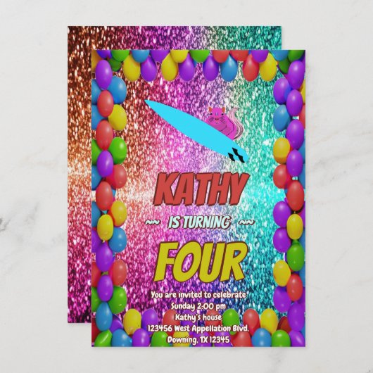 Invitation Naughty Squirrel Fun Anniversaire Cheeky invitatio (Devant / Derrière)