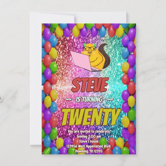 Invitation Naughty Squirrel Internet Party Anniversaire Invit (Devant)