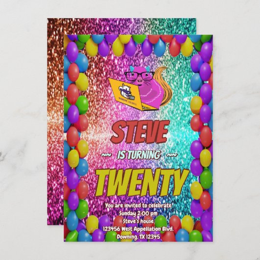 Invitation Naughty Squirrel Internet Party Anniversaire Invit (Devant / Derrière)