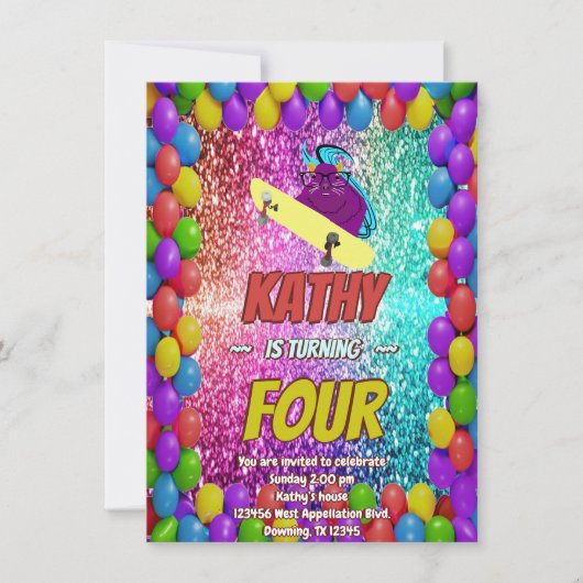 Invitation Naughty Squirrel Skateboard Anniversaire Invitatio (Devant)