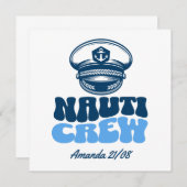 Invitation nauti crew retro blue  (Devant / Derrière)