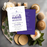 Invitation Nauti Nautical Boat Party 30e anniversaire<br><div class="desc">Un modèle d'invitation du week-end de 30e anniversaire nautique moderne, élégant et chic avec une empreinte d'encre d'une scène d'eau avec des vagues de l'océan, un bateau et des mouettes. Un design amusant, "Let's get nauti" pour une fille d'anniversaire moderne avec des modèles sur le dos pour toutes les informations...</div>
